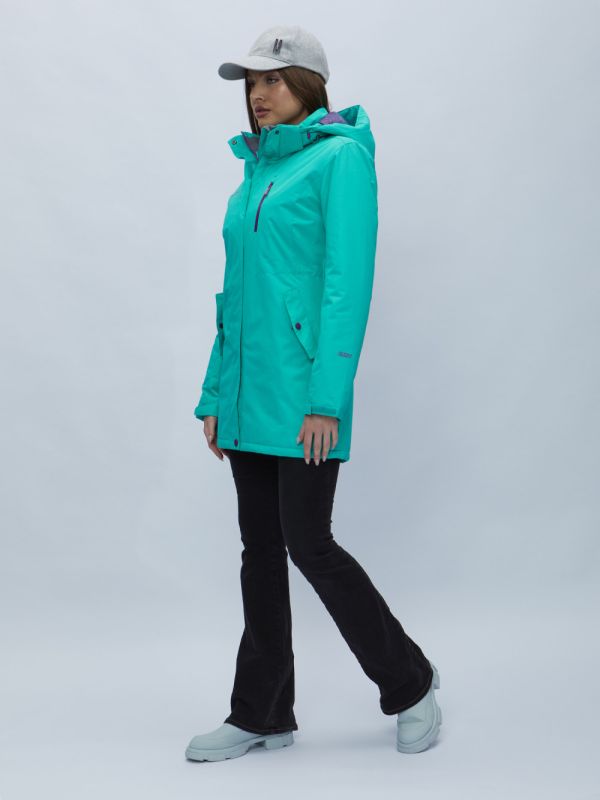 Turquoise hooded parka for women 551706Br